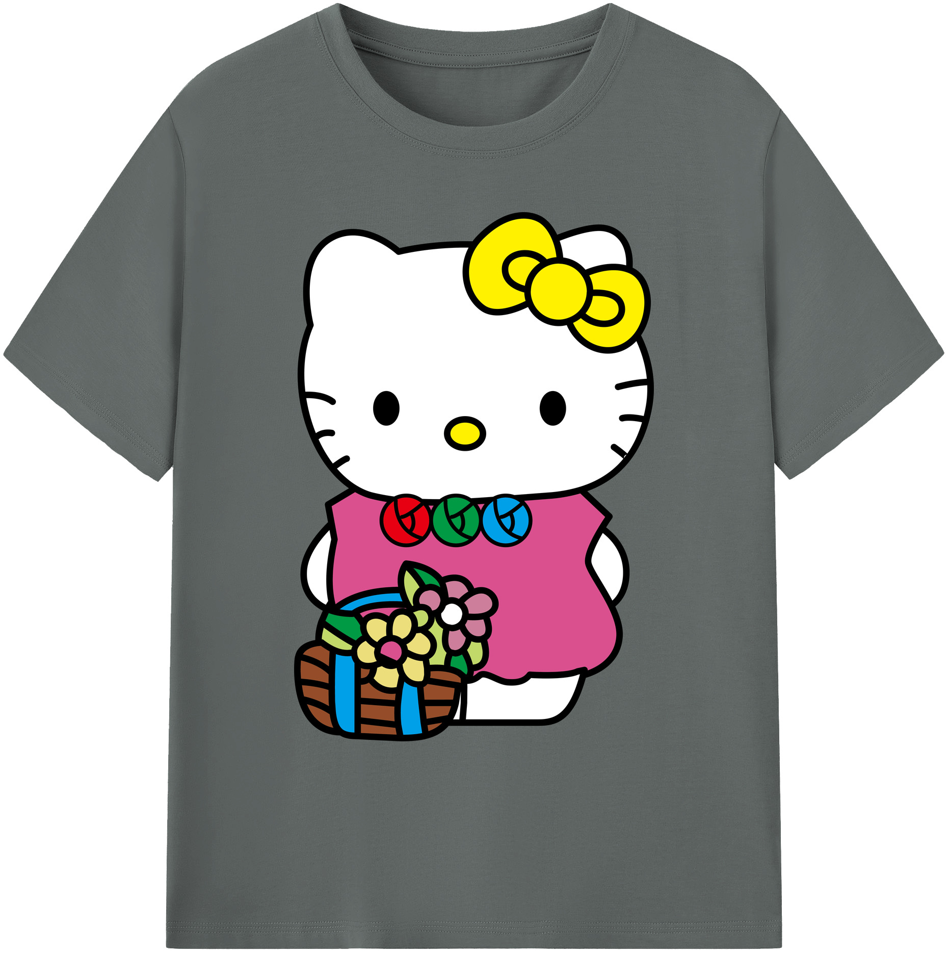 （画像用） Hello Kitty ハローキティ 綿100％ メンズ半袖Tシャツ｜肌触りやわらか＆通気性